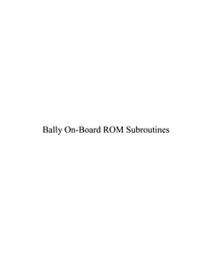Bally On-Board ROM Subroutines